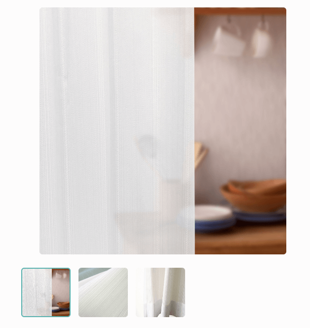 (100×133 2枚組)ホワイト＆ストライプ柄の花粉キャッチレースカーテン[ホワイト]