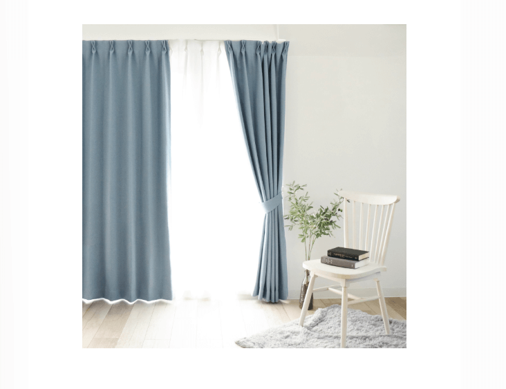 (100×135 2枚組)シンプルな1級遮光カーテン[ブルー]